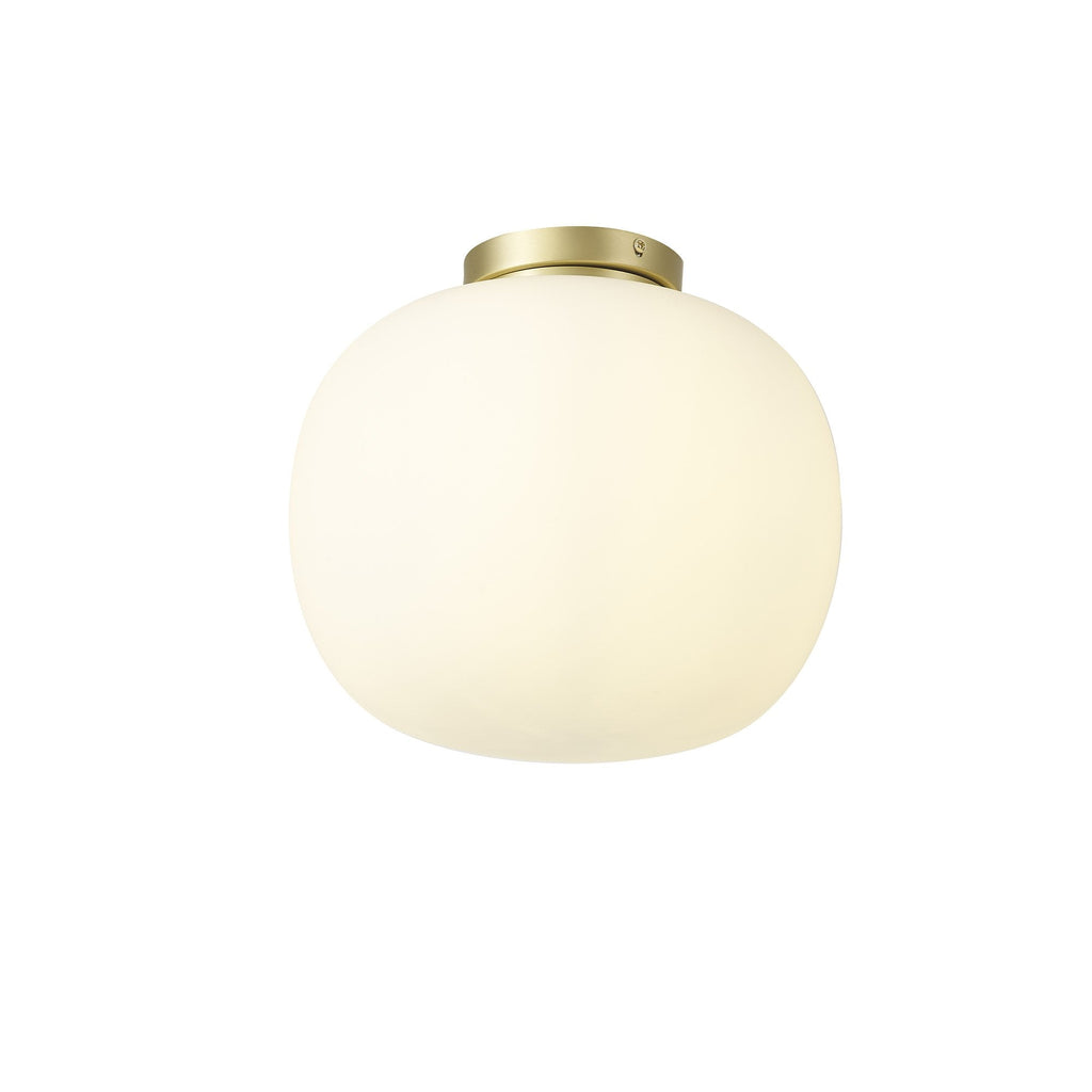 NL86519 Sabus 1 Light Flush Ceiling Light Satin Gold Frosted White
