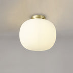 NL86519 Sabus 1 Light Flush Ceiling Light Satin Gold Frosted White