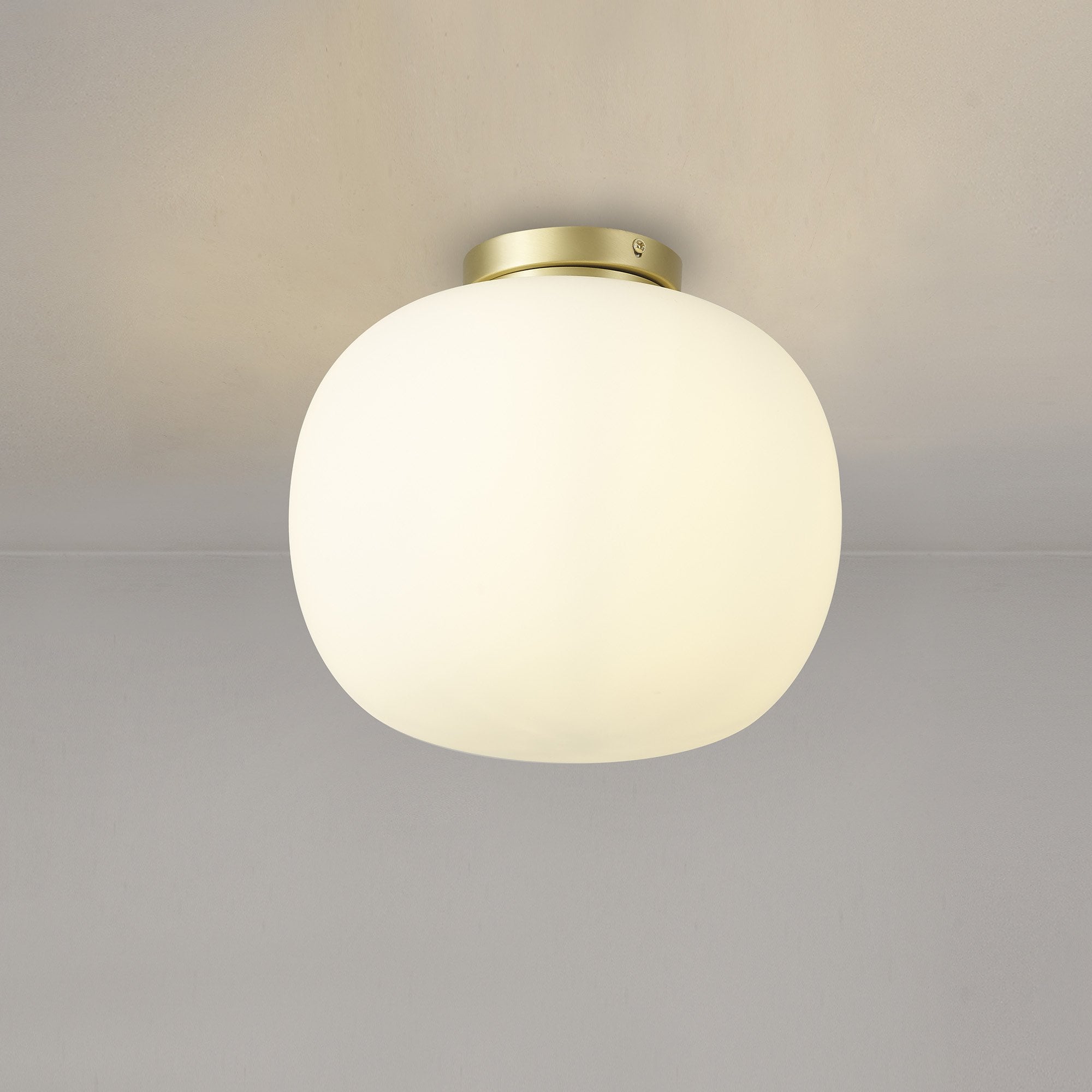 NL86519 Sabus 1 Light Flush Ceiling Light Satin Gold Frosted White