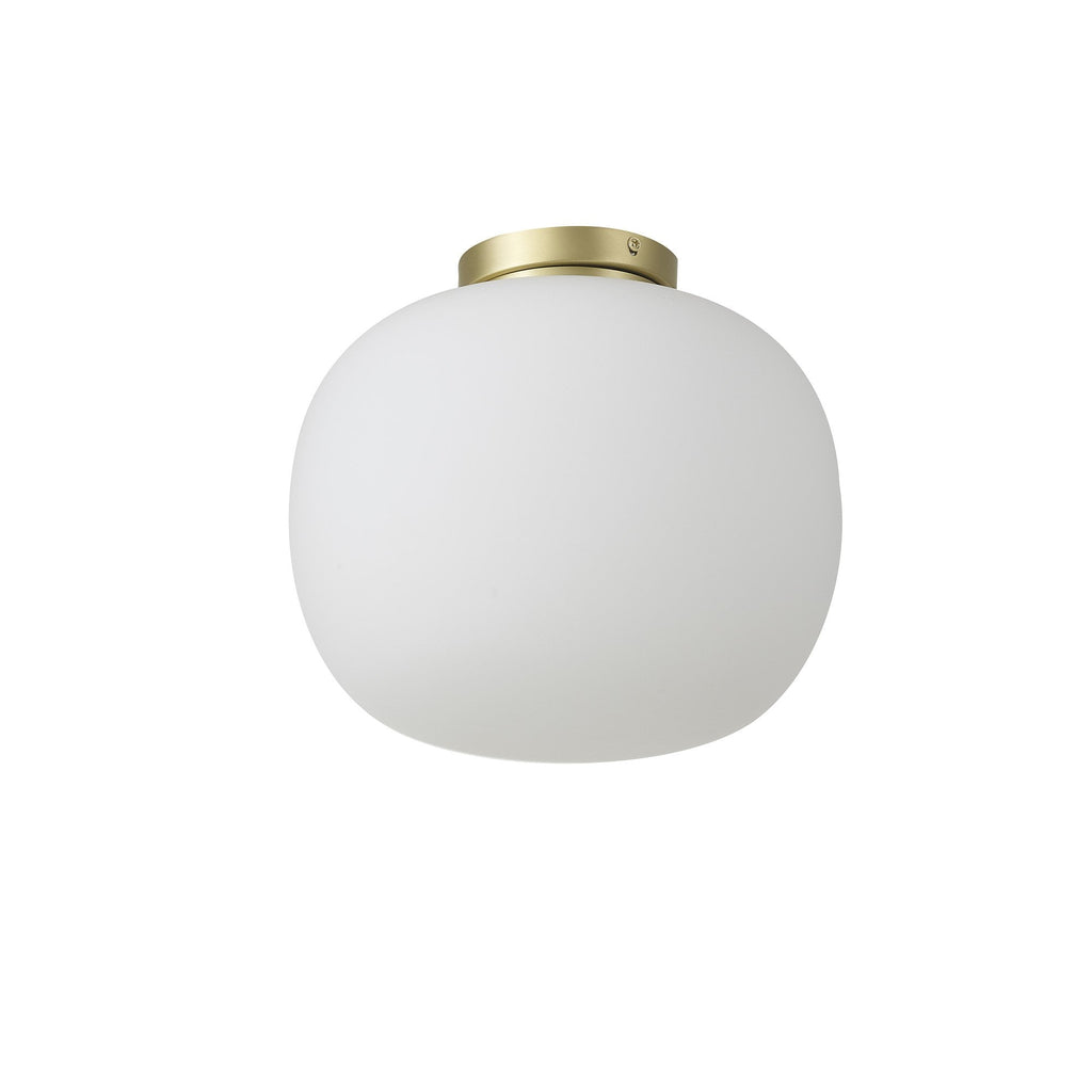 NL86519 Sabus 1 Light Flush Ceiling Light Satin Gold Frosted White