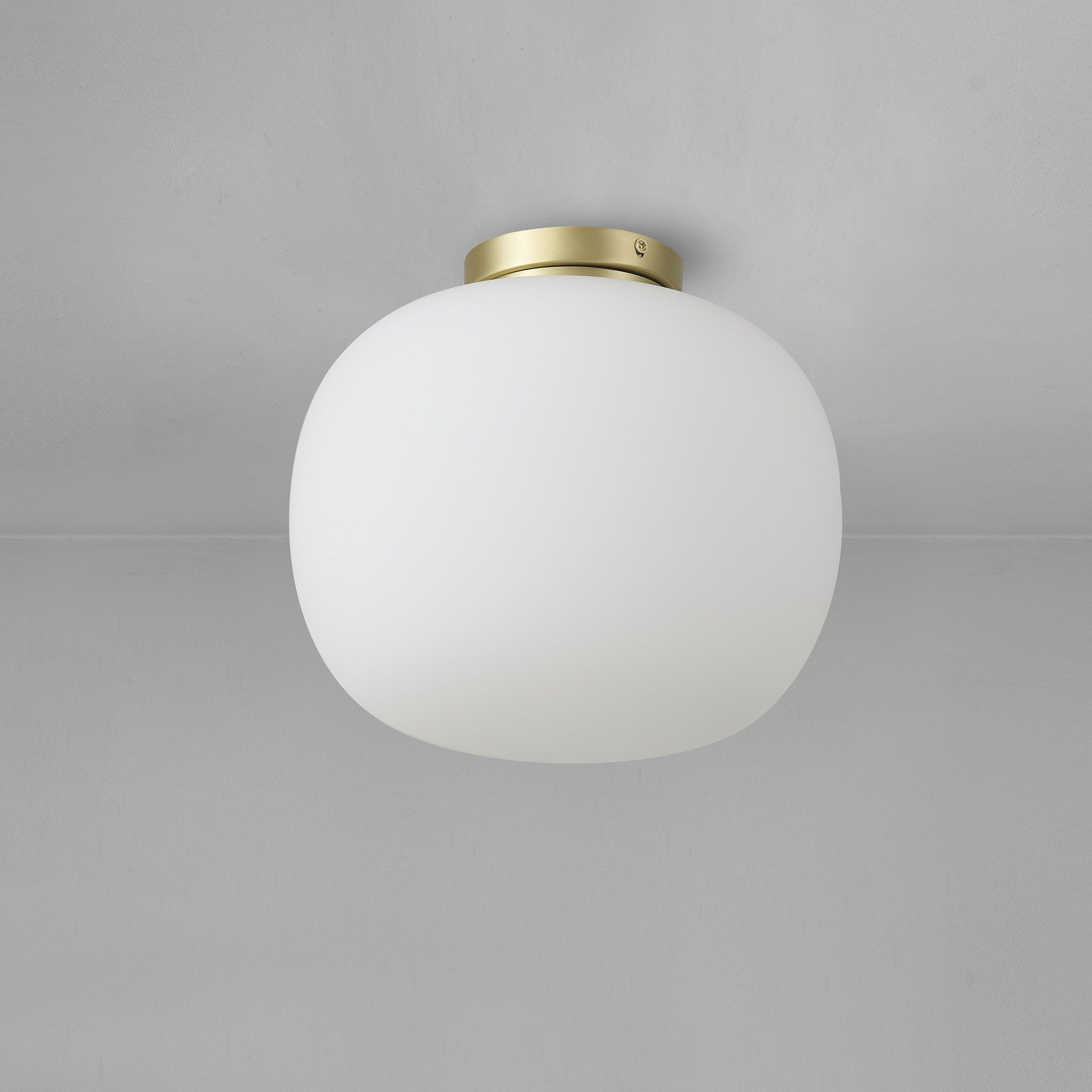 NL86519 Sabus 1 Light Flush Ceiling Light Satin Gold Frosted White