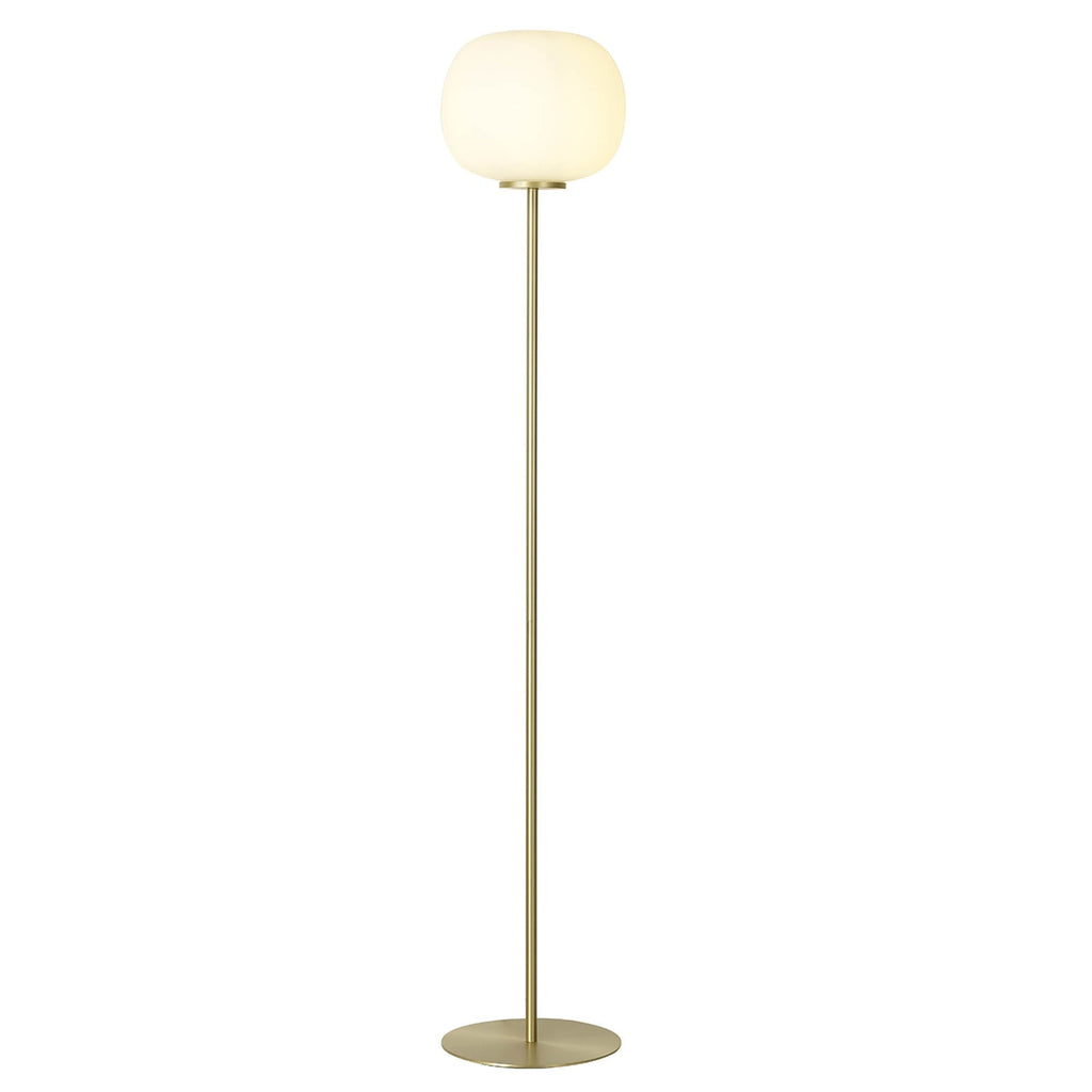 NL86559 Sabus 1 Light Floor Lamp Satin Gold Frosted White