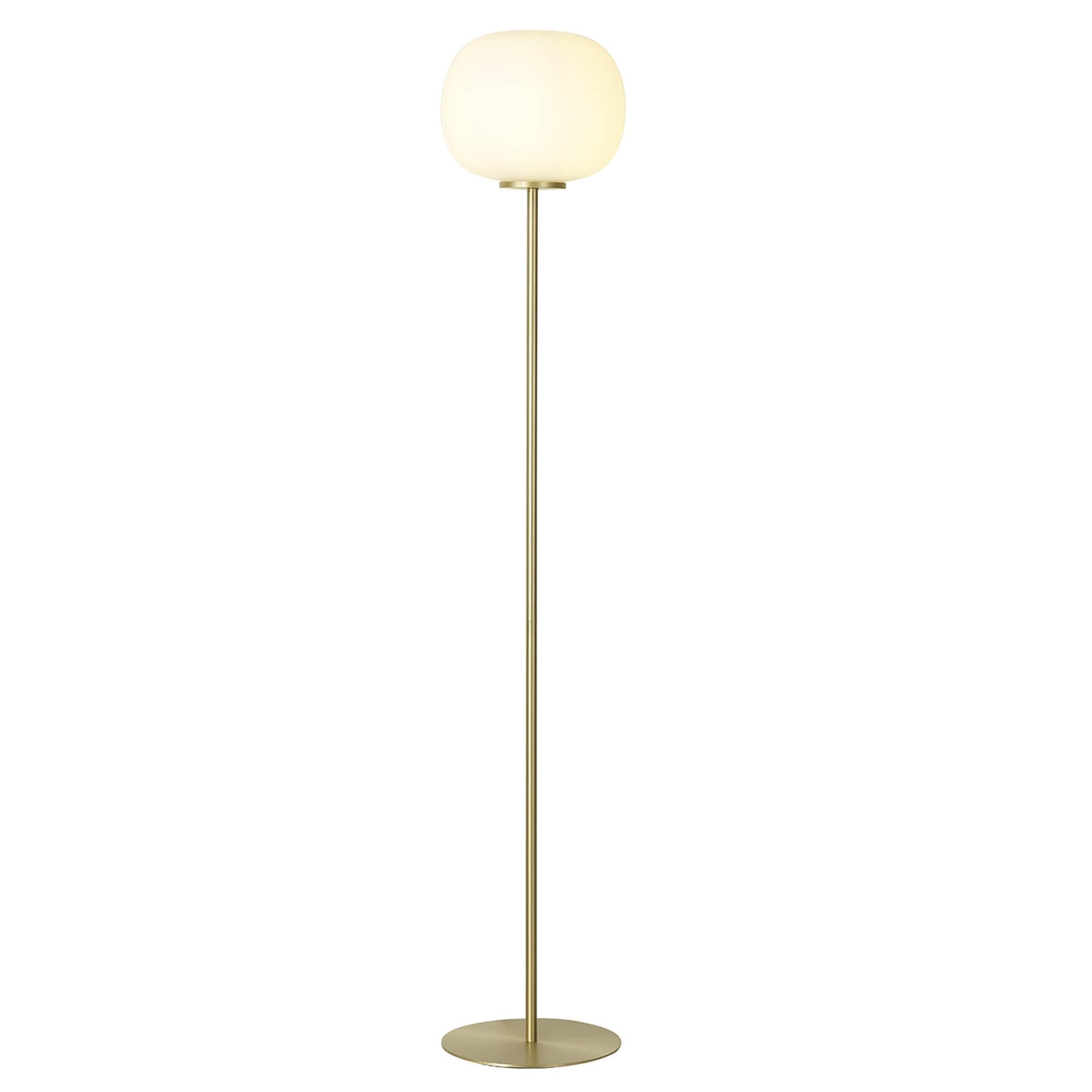 NL86559 Sabus 1 Light Floor Lamp Satin Gold Frosted White