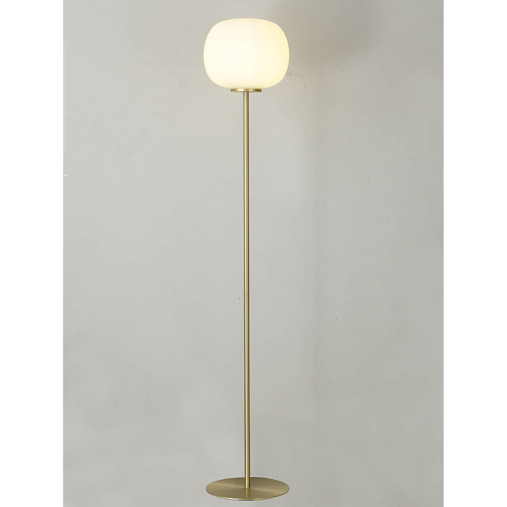 NL86559 Sabus 1 Light Floor Lamp Satin Gold Frosted White