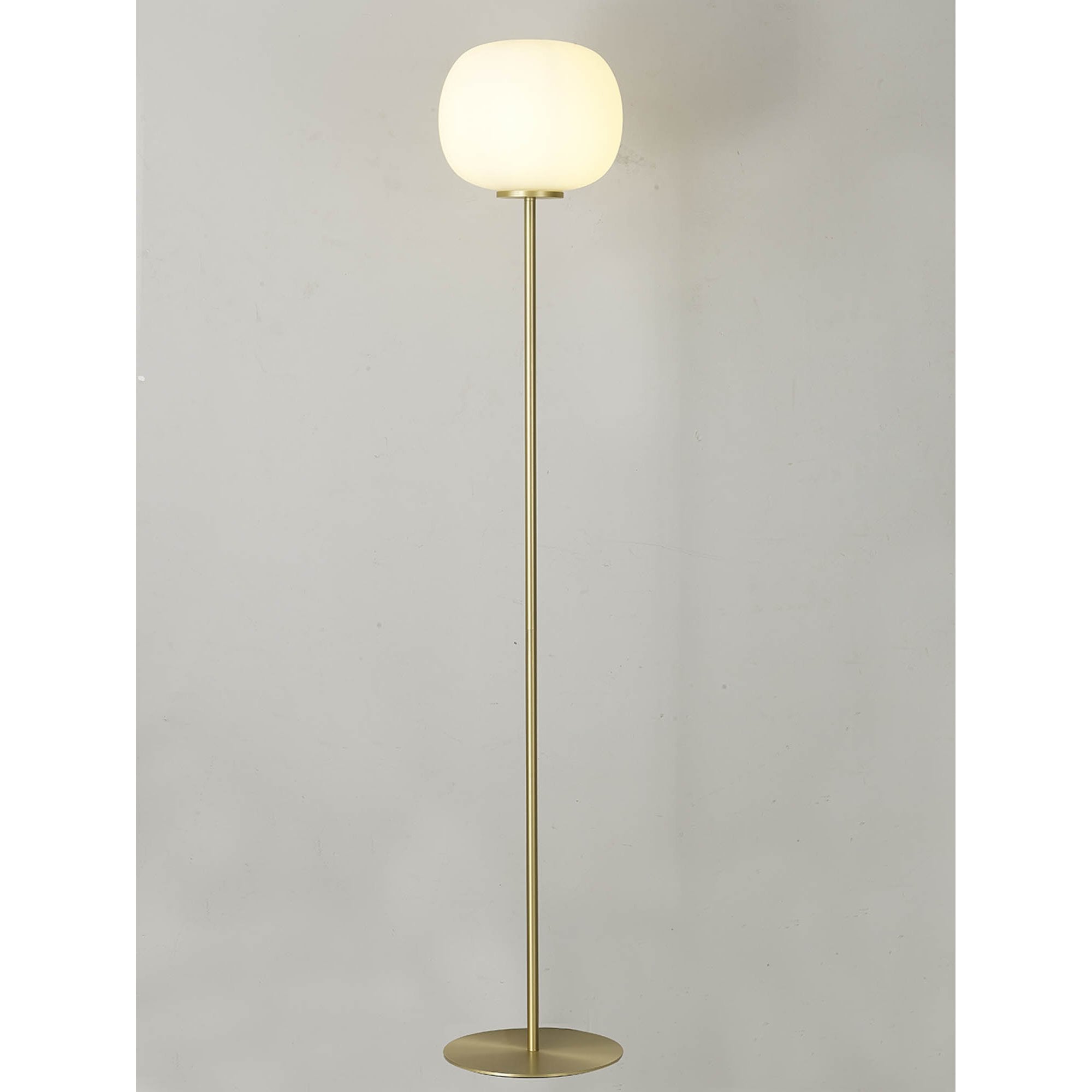 NL86559 Sabus 1 Light Floor Lamp Satin Gold Frosted White