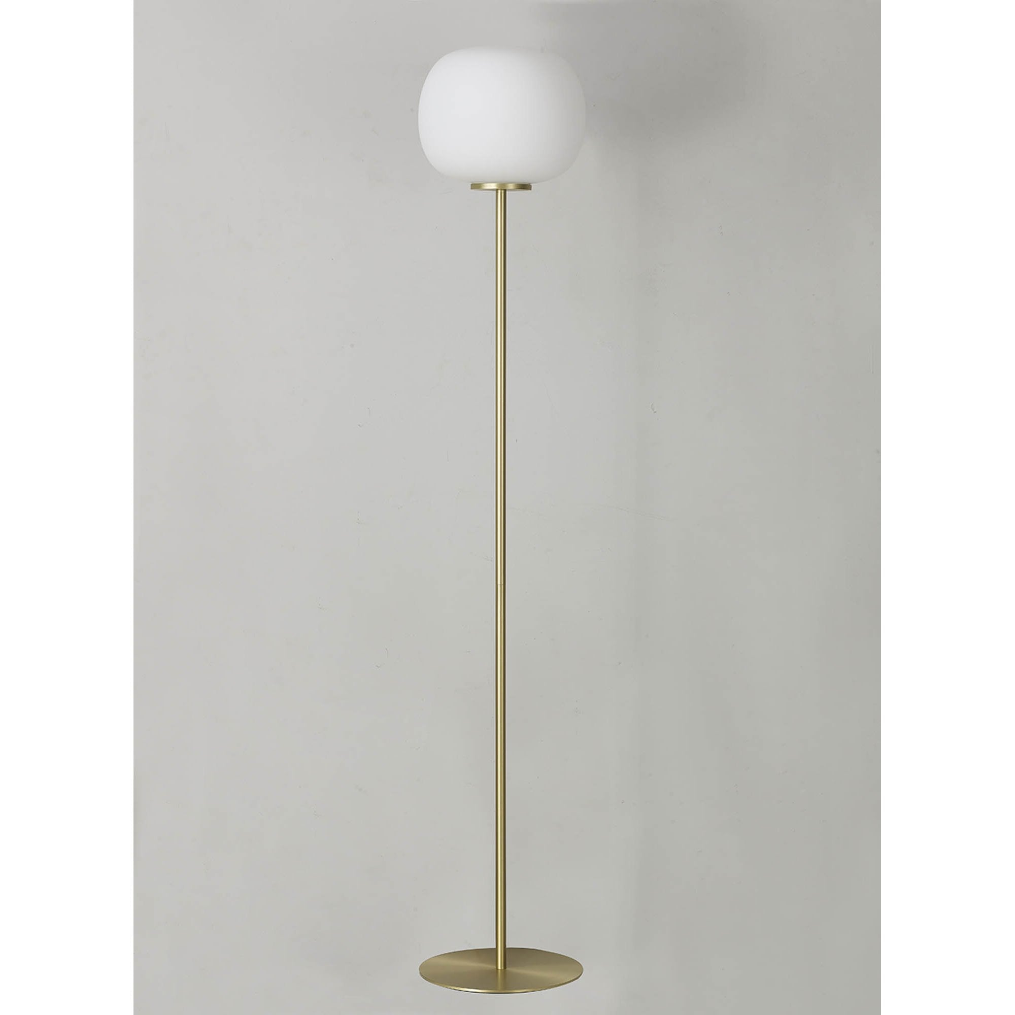 NL86559 Sabus 1 Light Floor Lamp Satin Gold Frosted White