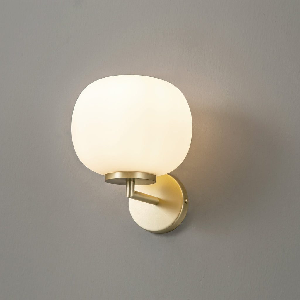 NL86569 Sabus 1 Light Wall Light Satin Gold Frosted White