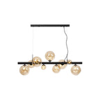 NL9040/AM9 Prague 9 Light Linear Pendant Satin Black Amber Plated