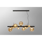 NL9040/AM9 Prague 9 Light Linear Pendant Satin Black Amber Plated