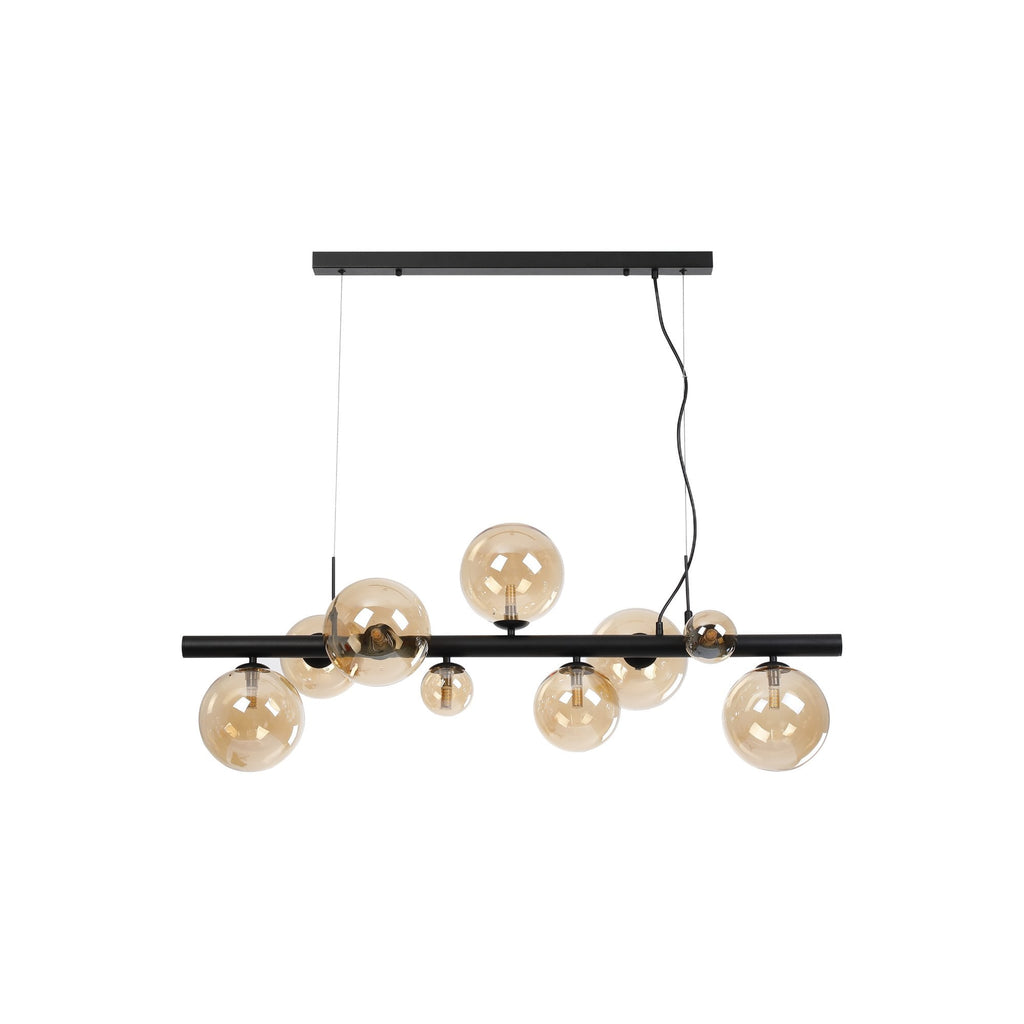 NL9040/AM9 Prague 9 Light Linear Pendant Satin Black Amber Plated