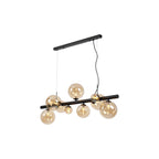 NL9040/AM9 Prague 9 Light Linear Pendant Satin Black Amber Plated