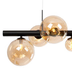 NL9040/AM9 Prague 9 Light Linear Pendant Satin Black Amber Plated