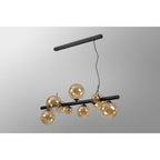 NL9040/AM9 Prague 9 Light Linear Pendant Satin Black Amber Plated