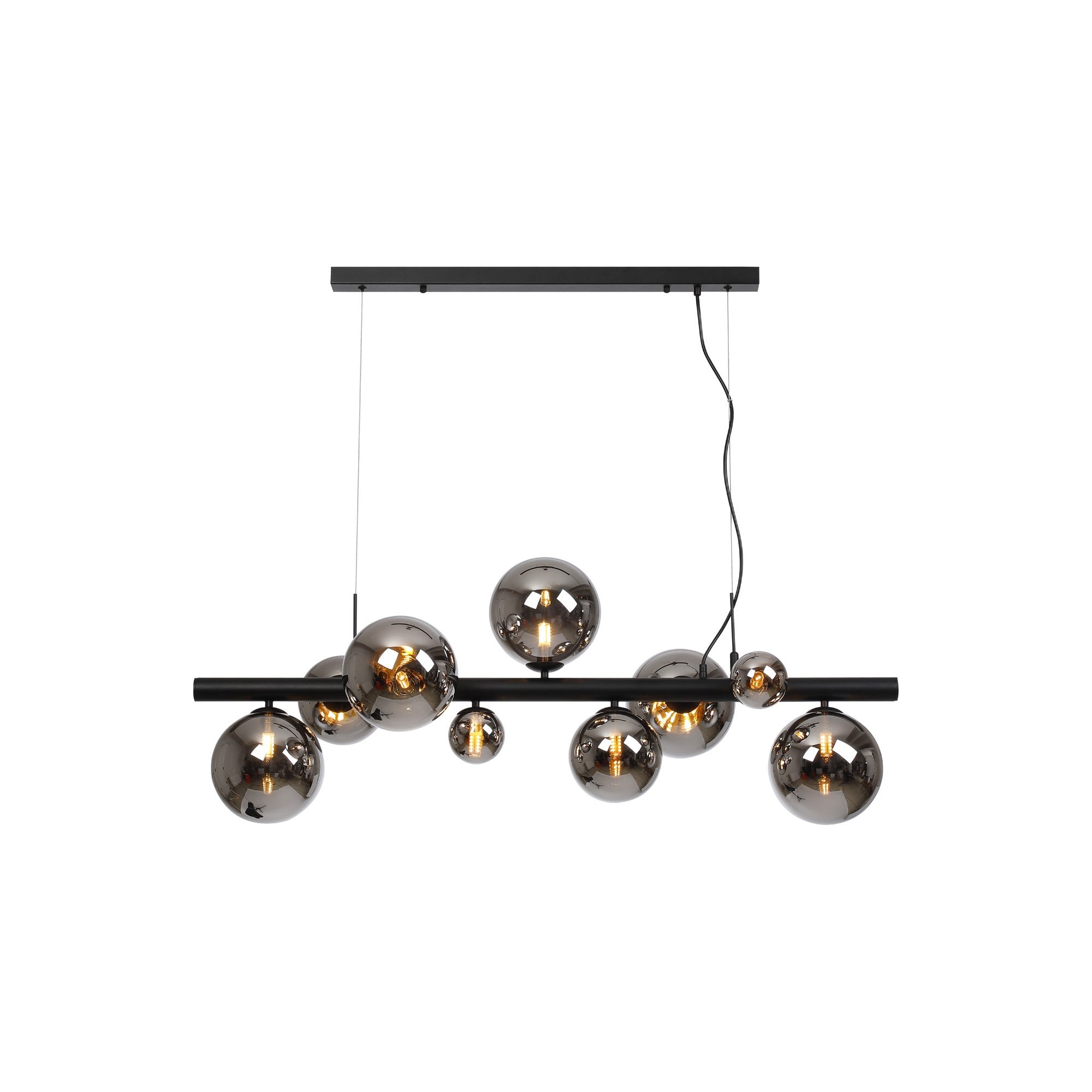 NL9040/CH9 Prague 9 Light Linear Pendant Satin Black Chrome Plated