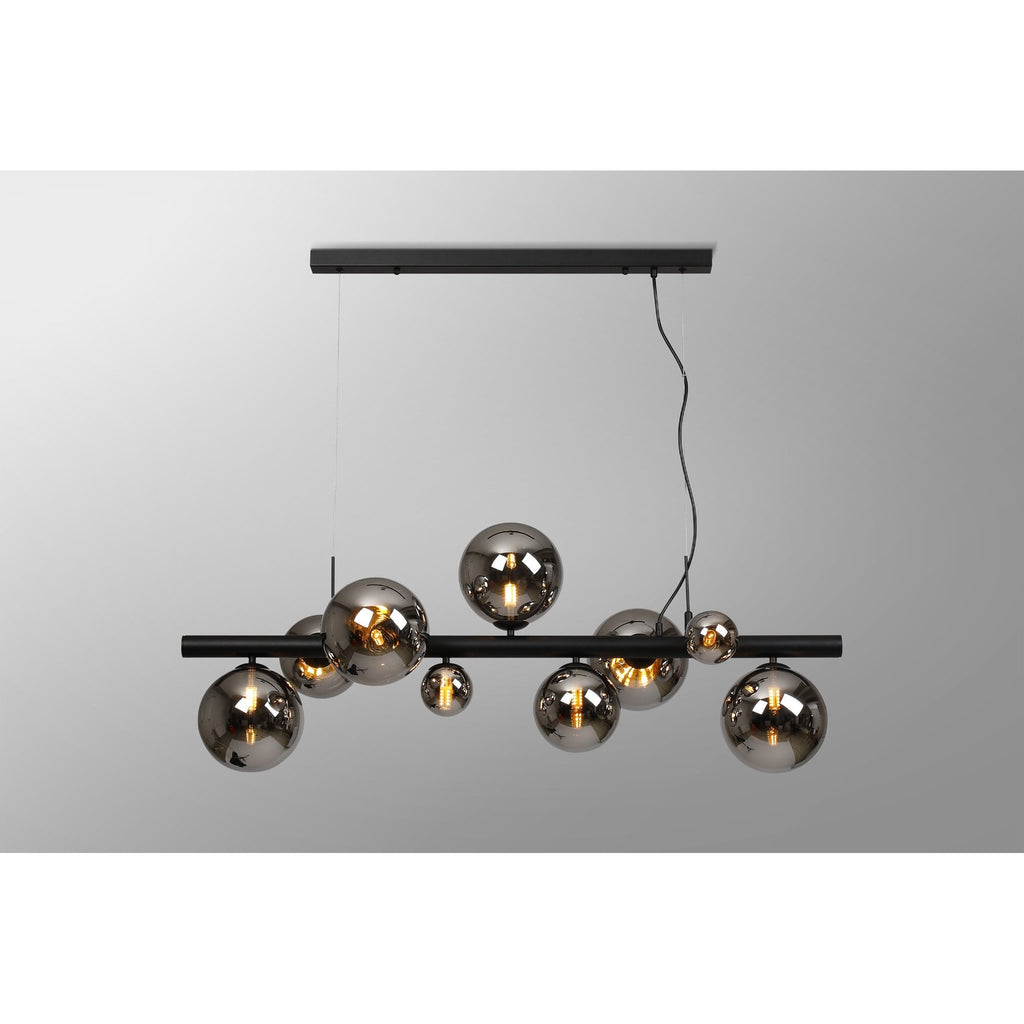 NL9040/CH9 Prague 9 Light Linear Pendant Satin Black Chrome Plated