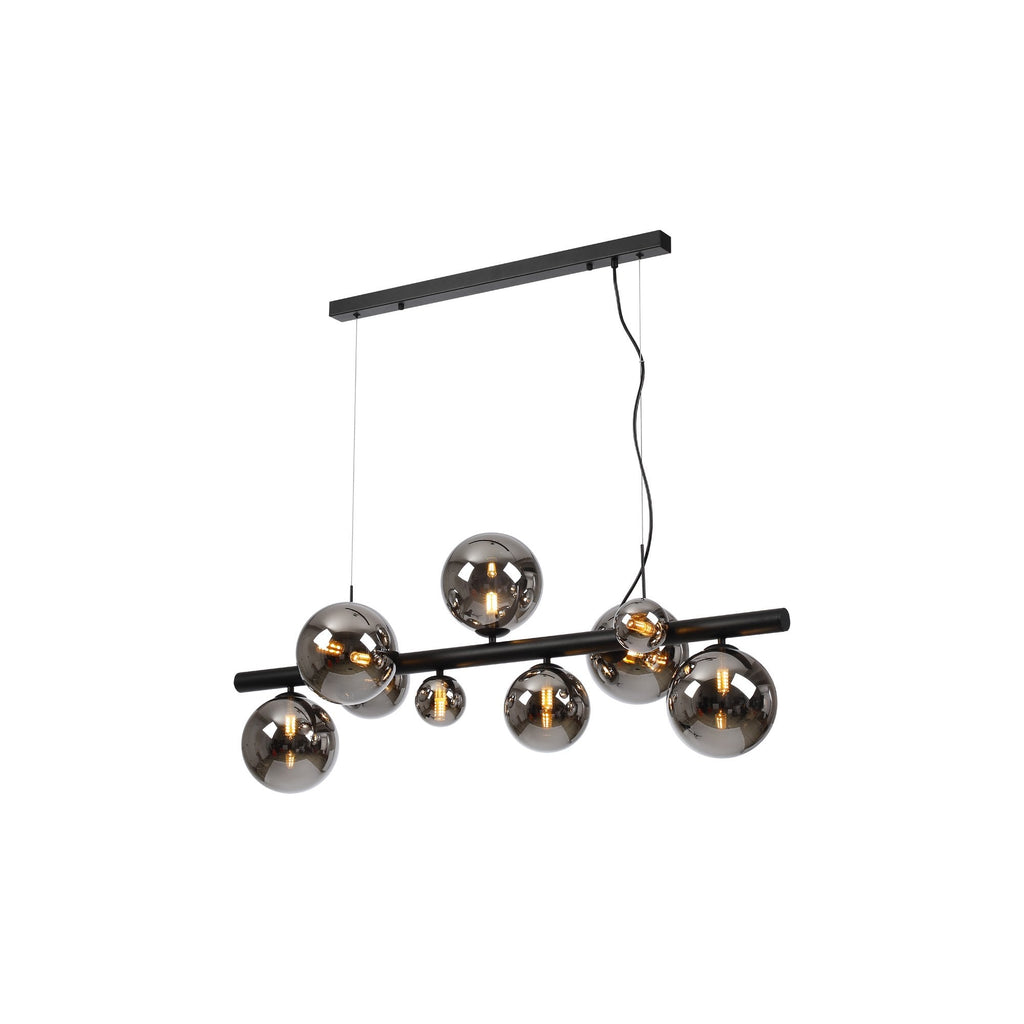 NL9040/CH9 Prague 9 Light Linear Pendant Satin Black Chrome Plated