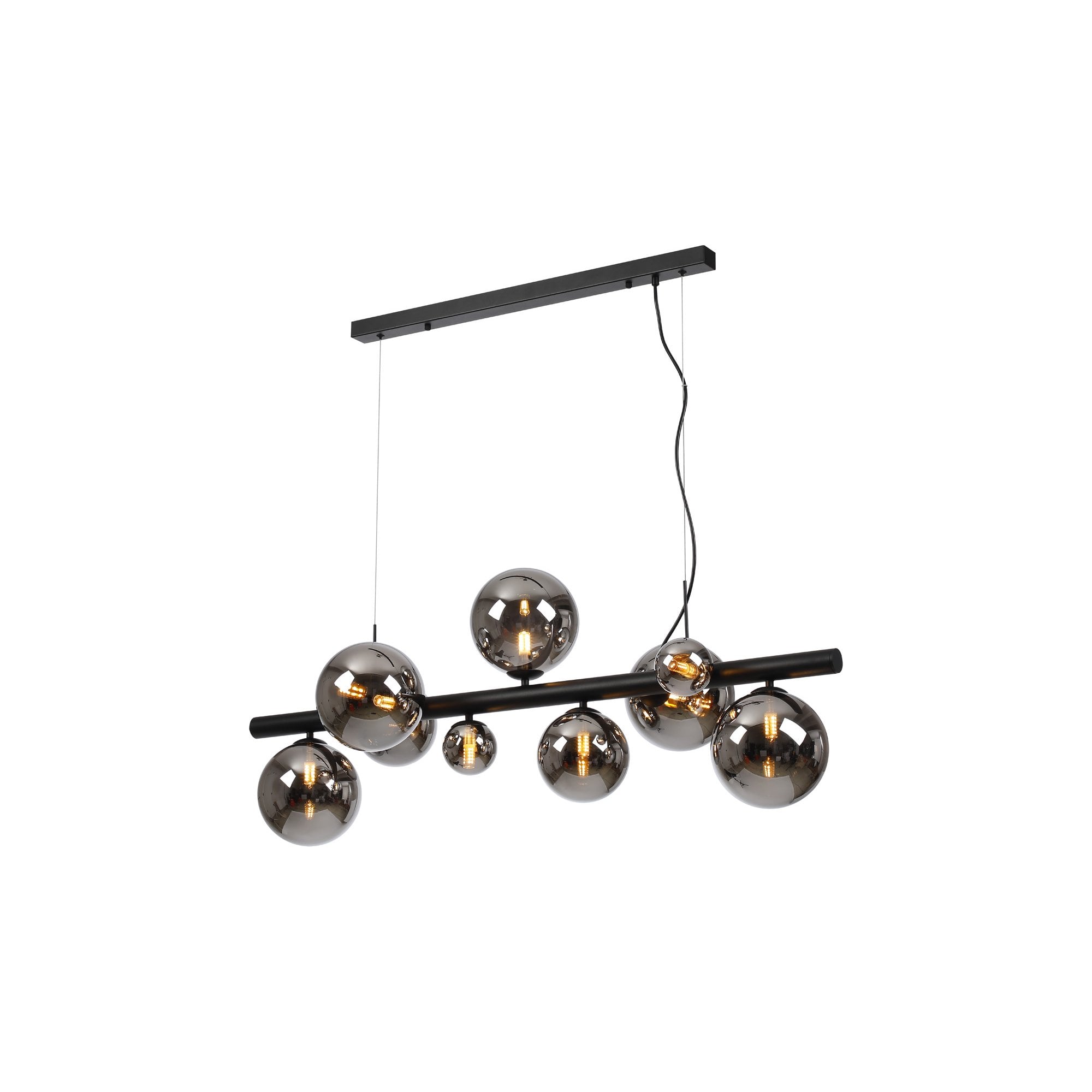NL9040/CH9 Prague 9 Light Linear Pendant Satin Black Chrome Plated