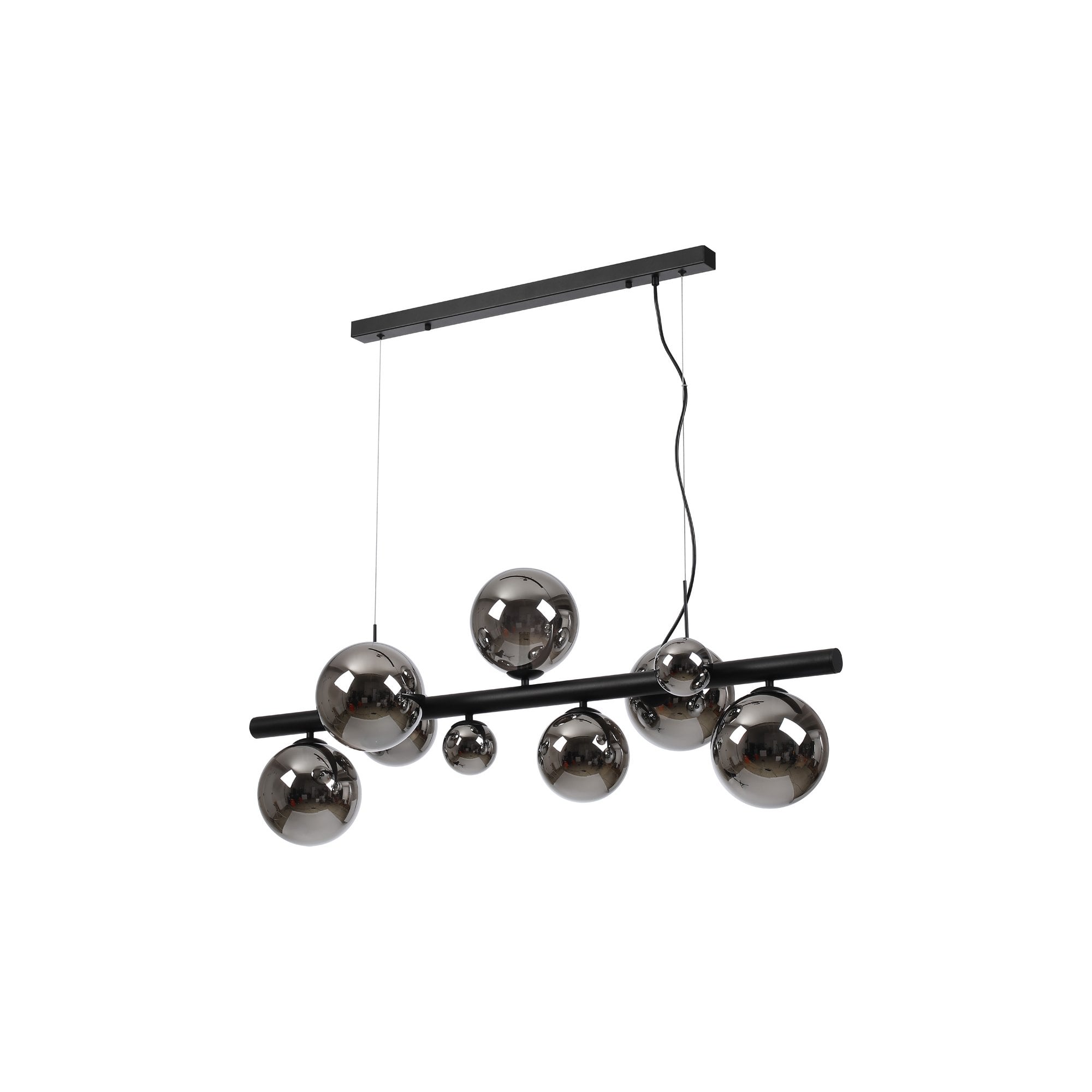 NL9040/CH9 Prague 9 Light Linear Pendant Satin Black Chrome Plated