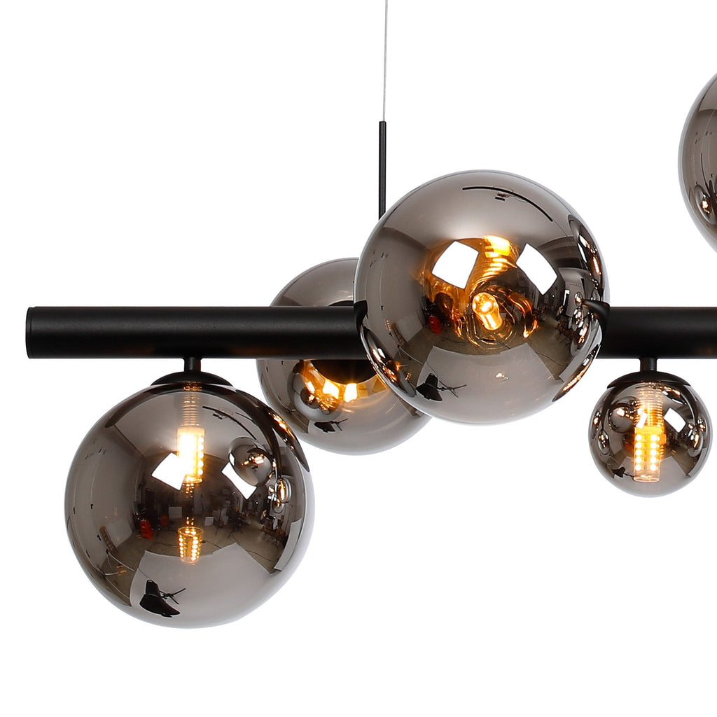NL9040/CH9 Prague 9 Light Linear Pendant Satin Black Chrome Plated