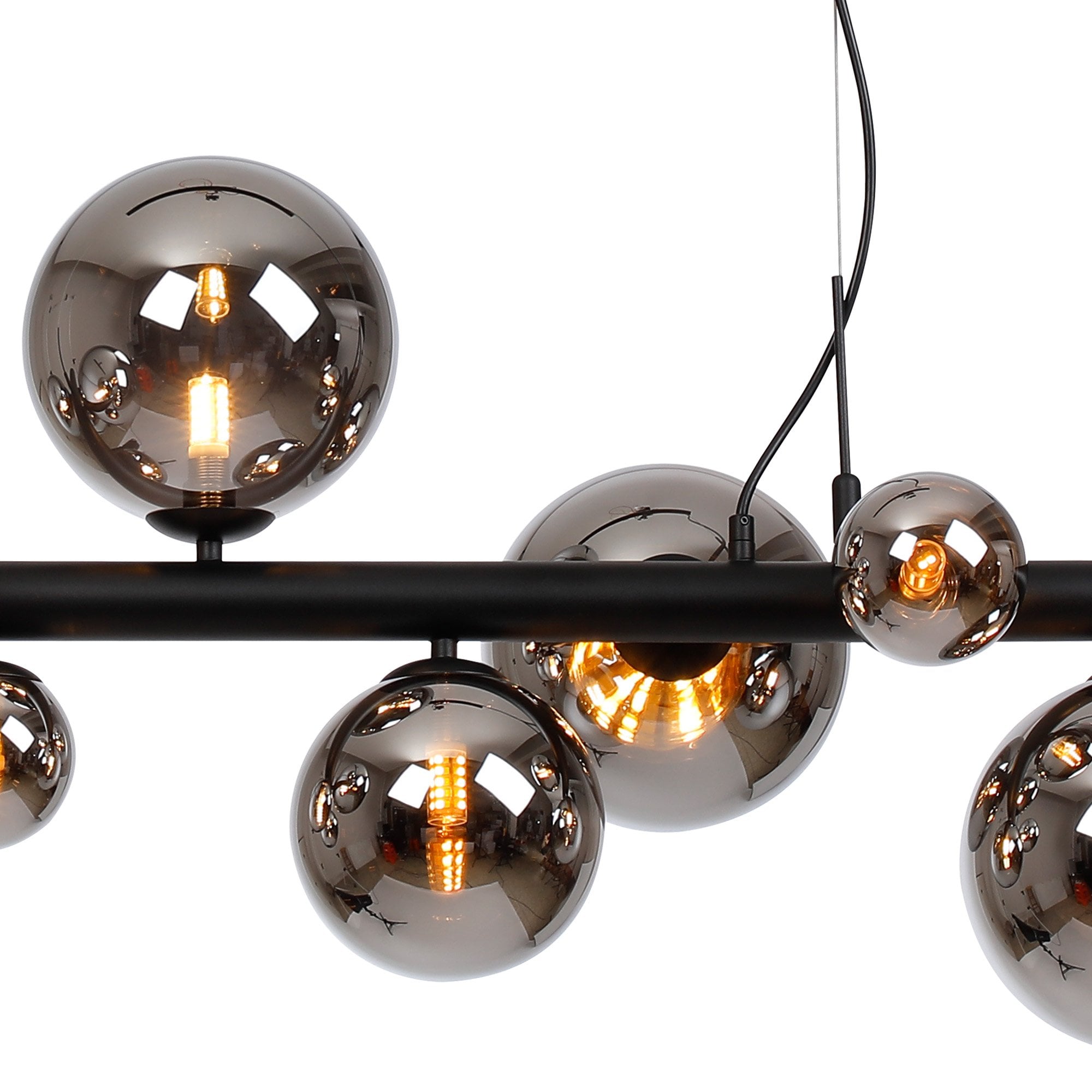 NL9040/CH9 Prague 9 Light Linear Pendant Satin Black Chrome Plated