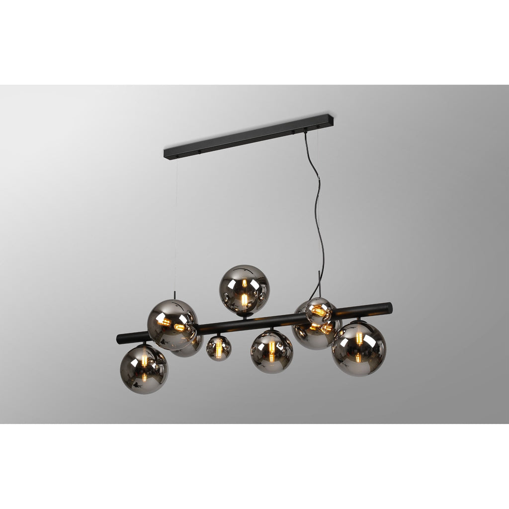 NL9040/CH9 Prague 9 Light Linear Pendant Satin Black Chrome Plated