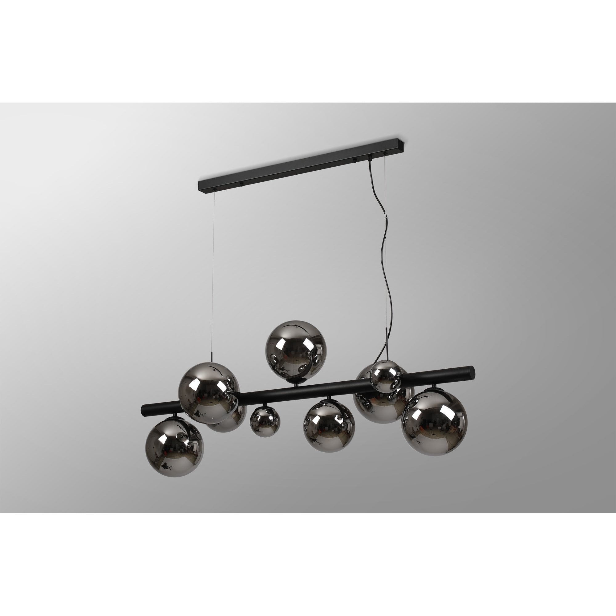 NL9040/CH9 Prague 9 Light Linear Pendant Satin Black Chrome Plated