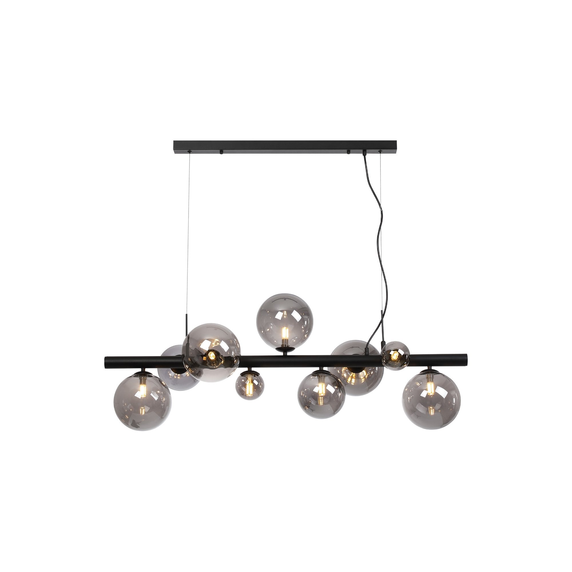 NL9040/SM9 Prague 9 Light Linear Pendant Satin Black Smoke Plated