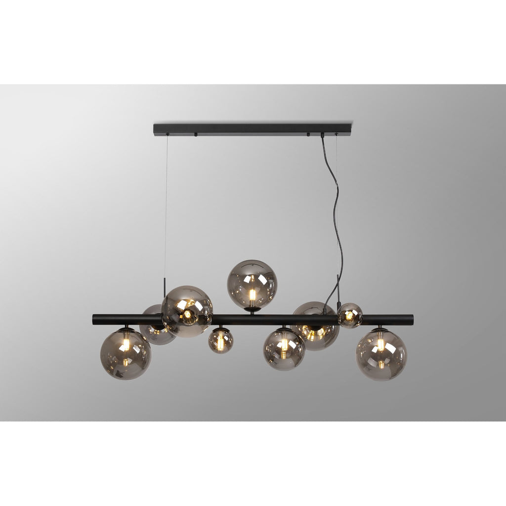 NL9040/SM9 Prague 9 Light Linear Pendant Satin Black Smoke Plated