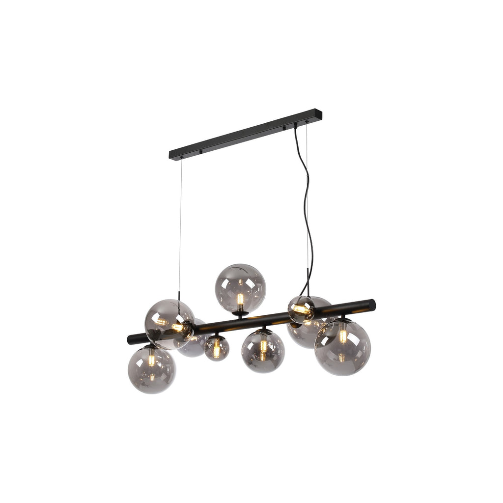 NL9040/SM9 Prague 9 Light Linear Pendant Satin Black Smoke Plated