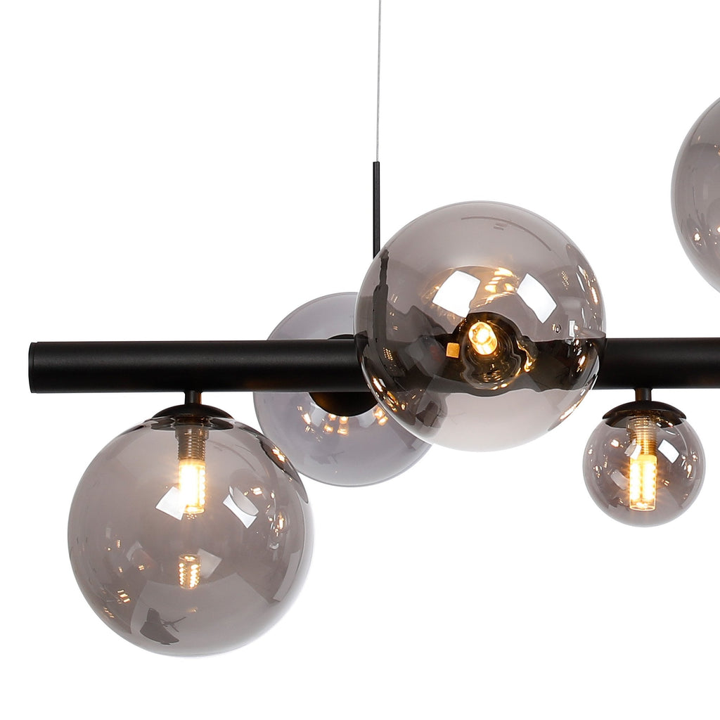 NL9040/SM9 Prague 9 Light Linear Pendant Satin Black Smoke Plated