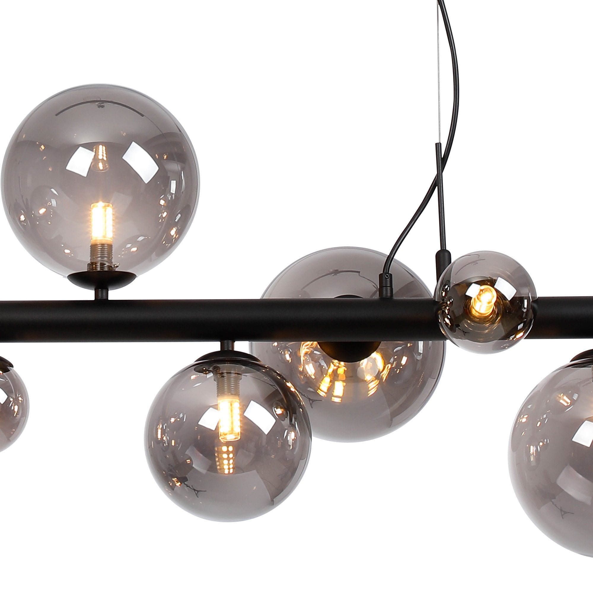 NL9040/SM9 Prague 9 Light Linear Pendant Satin Black Smoke Plated