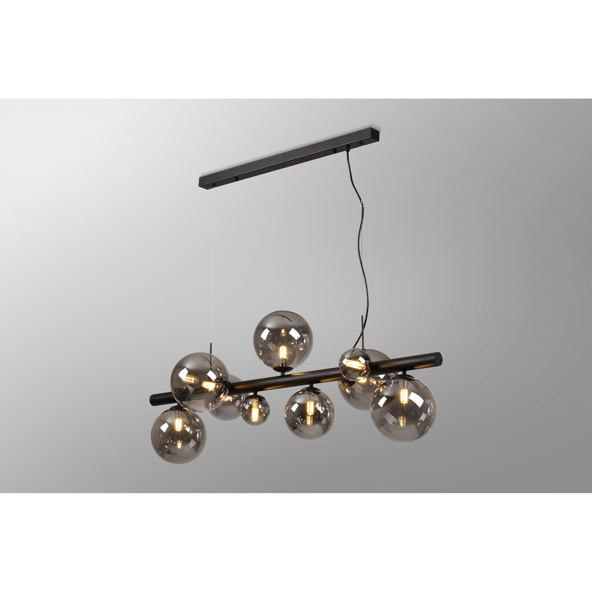 NL9040/SM9 Prague 9 Light Linear Pendant Satin Black Smoke Plated