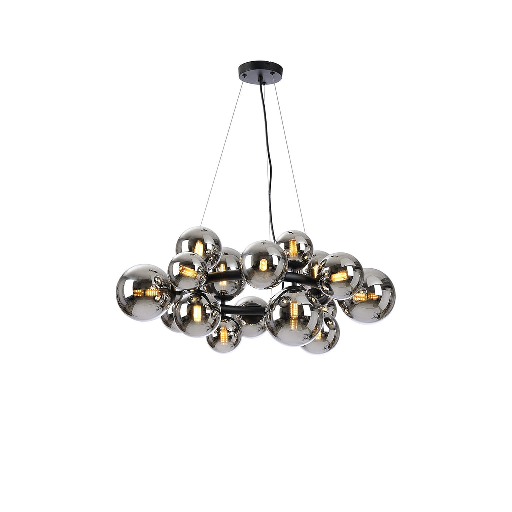 NL9041/CH9 Prague 16 Light Circular Pendant Satin Black Chrome Plated
