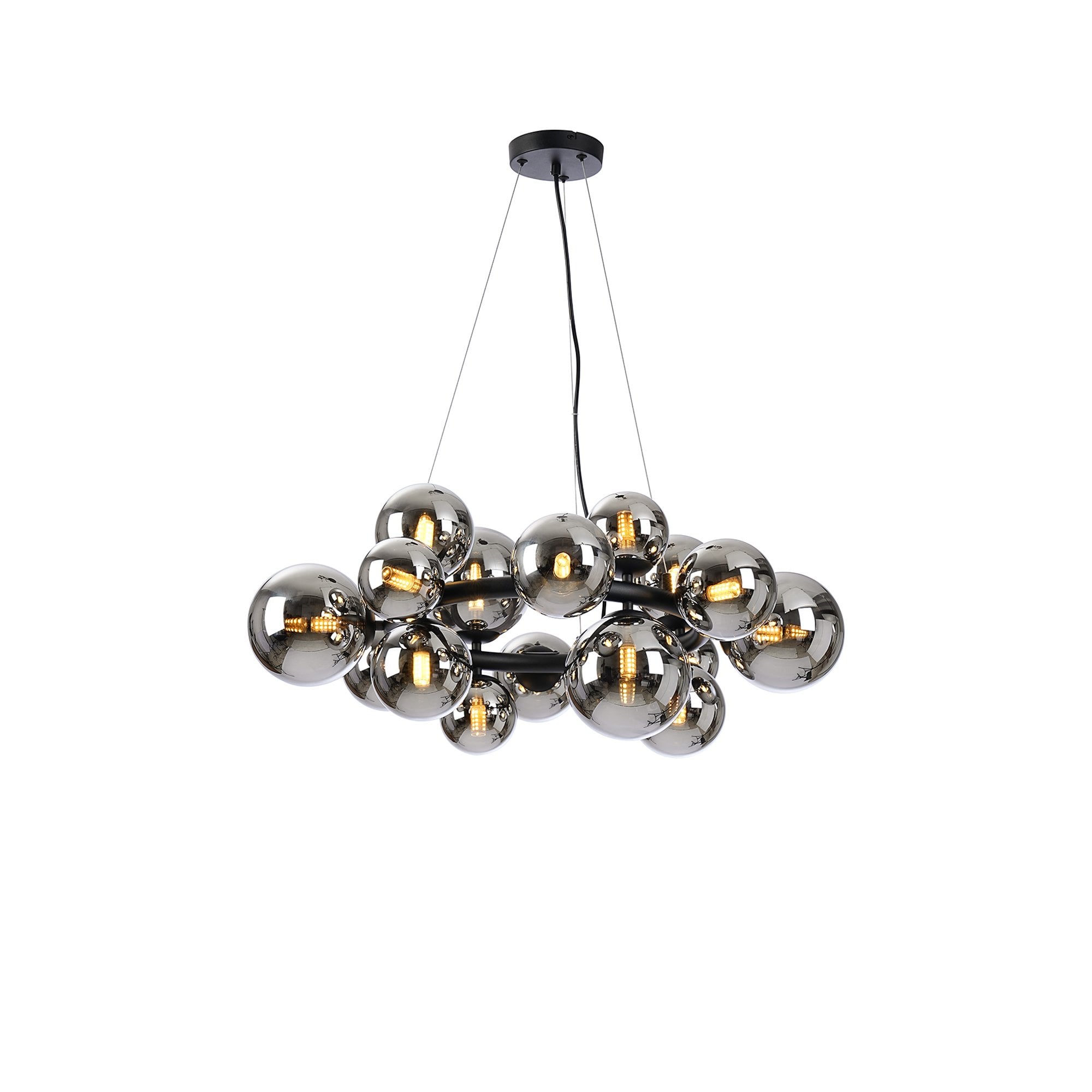 NL9041/CH9 Prague 16 Light Circular Pendant Satin Black Chrome Plated