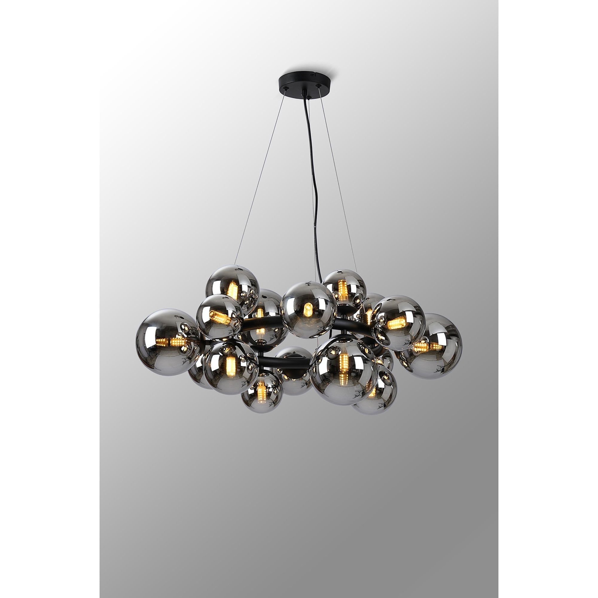 NL9041/CH9 Prague 16 Light Circular Pendant Satin Black Chrome Plated