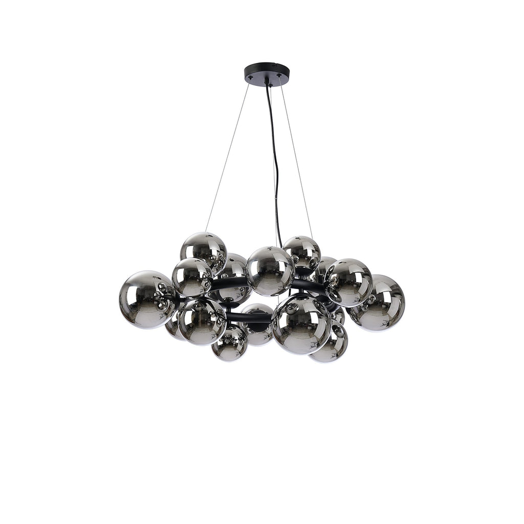 NL9041/CH9 Prague 16 Light Circular Pendant Satin Black Chrome Plated