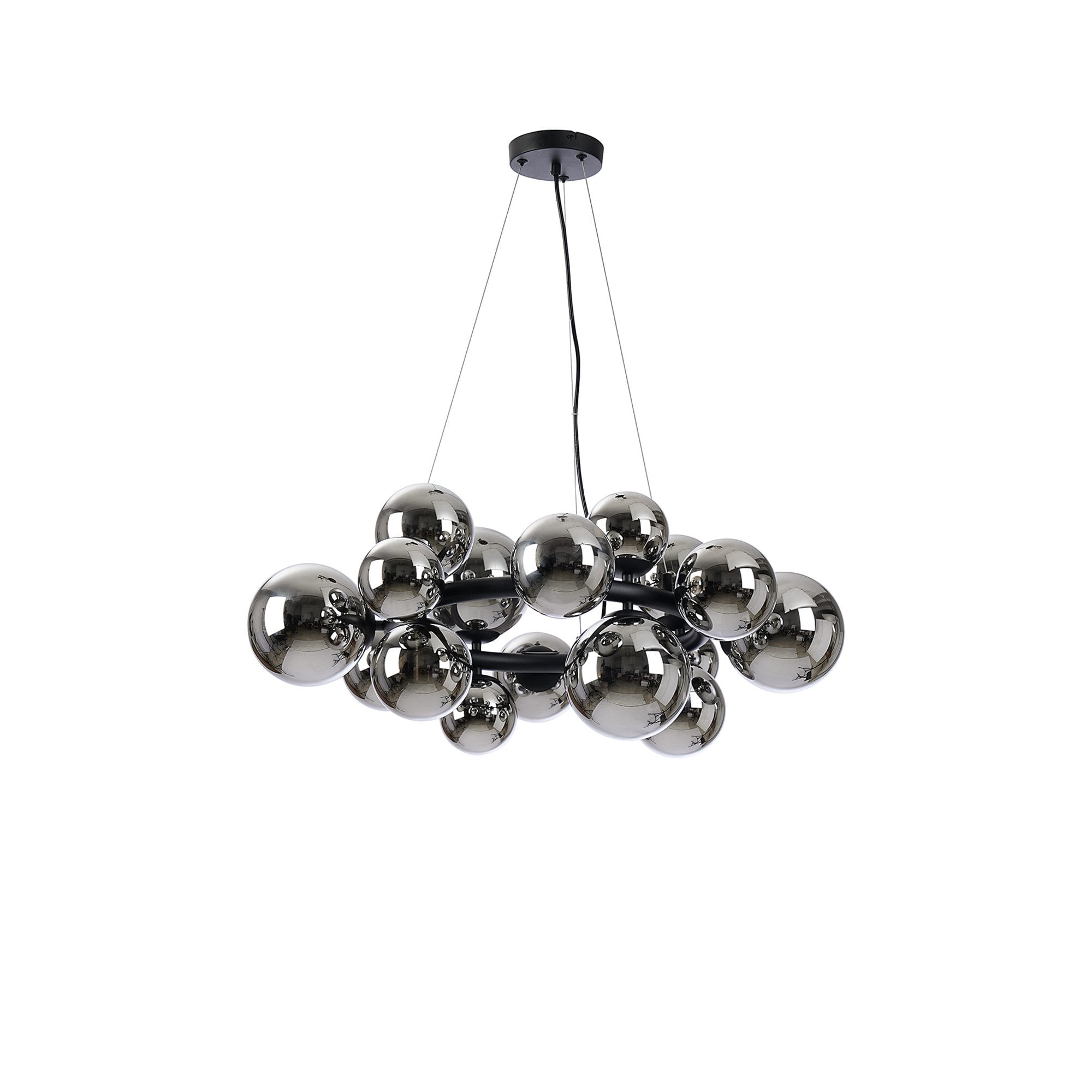 NL9041/CH9 Prague 16 Light Circular Pendant Satin Black Chrome Plated