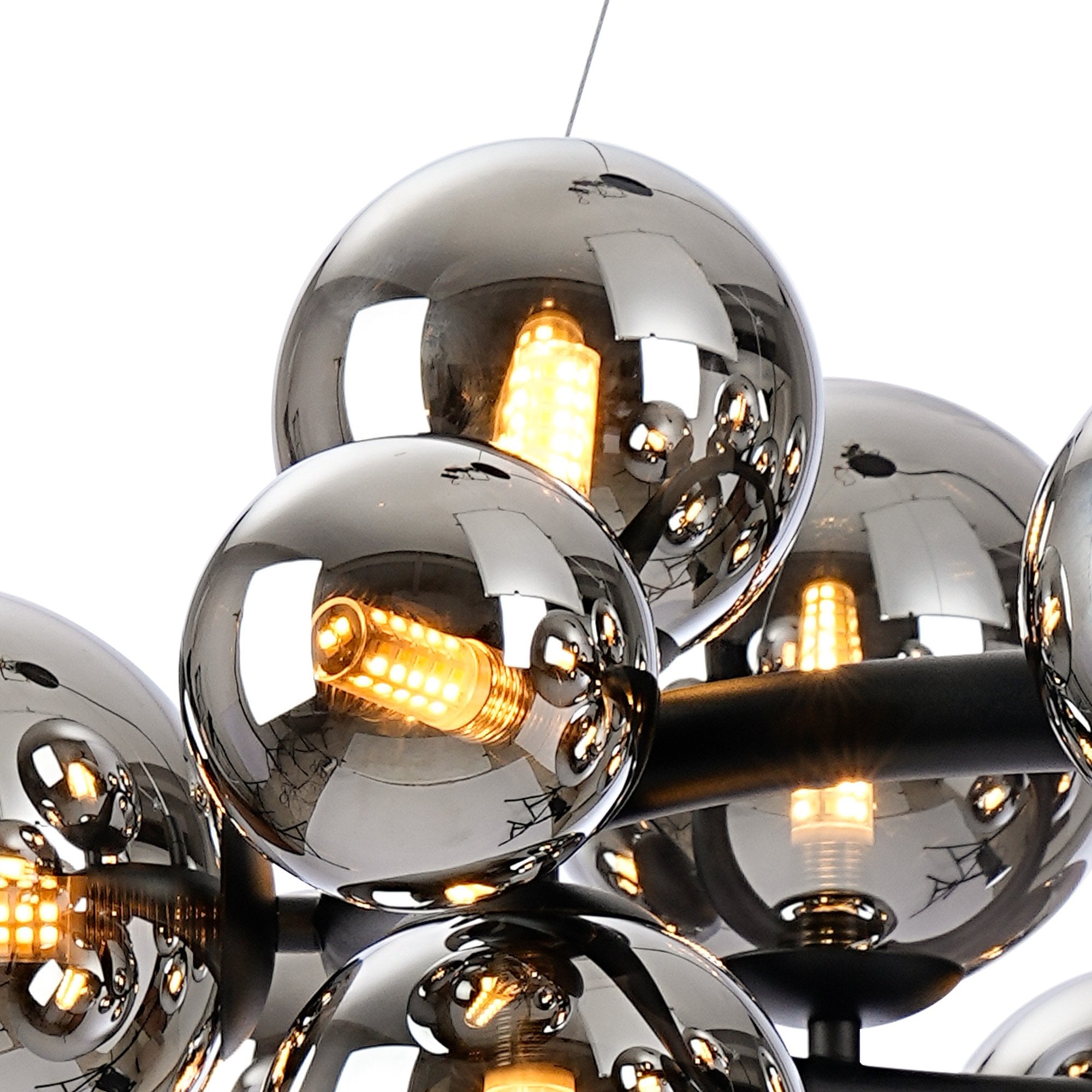 NL9041/CH9 Prague 16 Light Circular Pendant Satin Black Chrome Plated