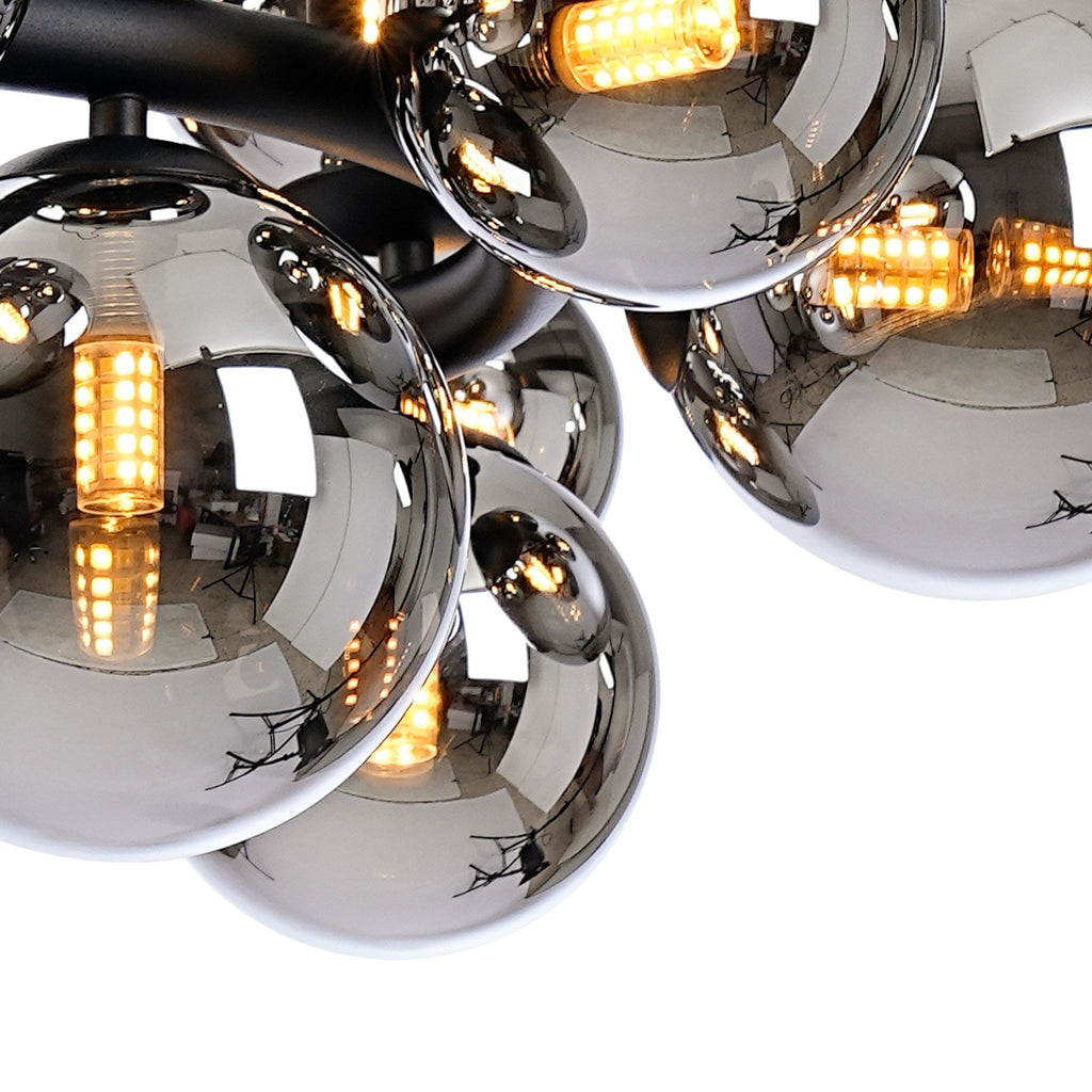 NL9041/CH9 Prague 16 Light Circular Pendant Satin Black Chrome Plated