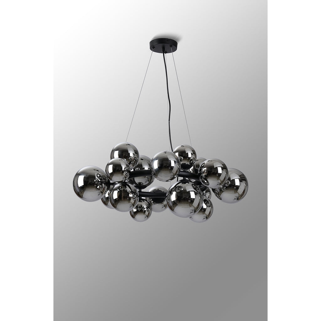 NL9041/CH9 Prague 16 Light Circular Pendant Satin Black Chrome Plated