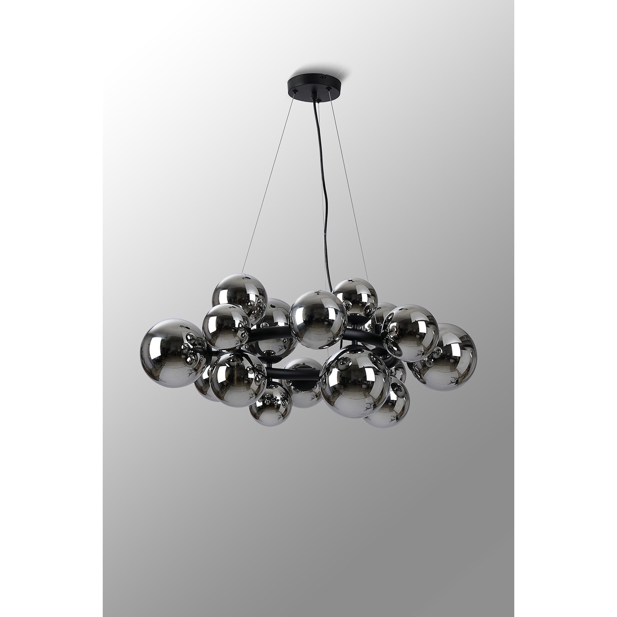 NL9041/CH9 Prague 16 Light Circular Pendant Satin Black Chrome Plated