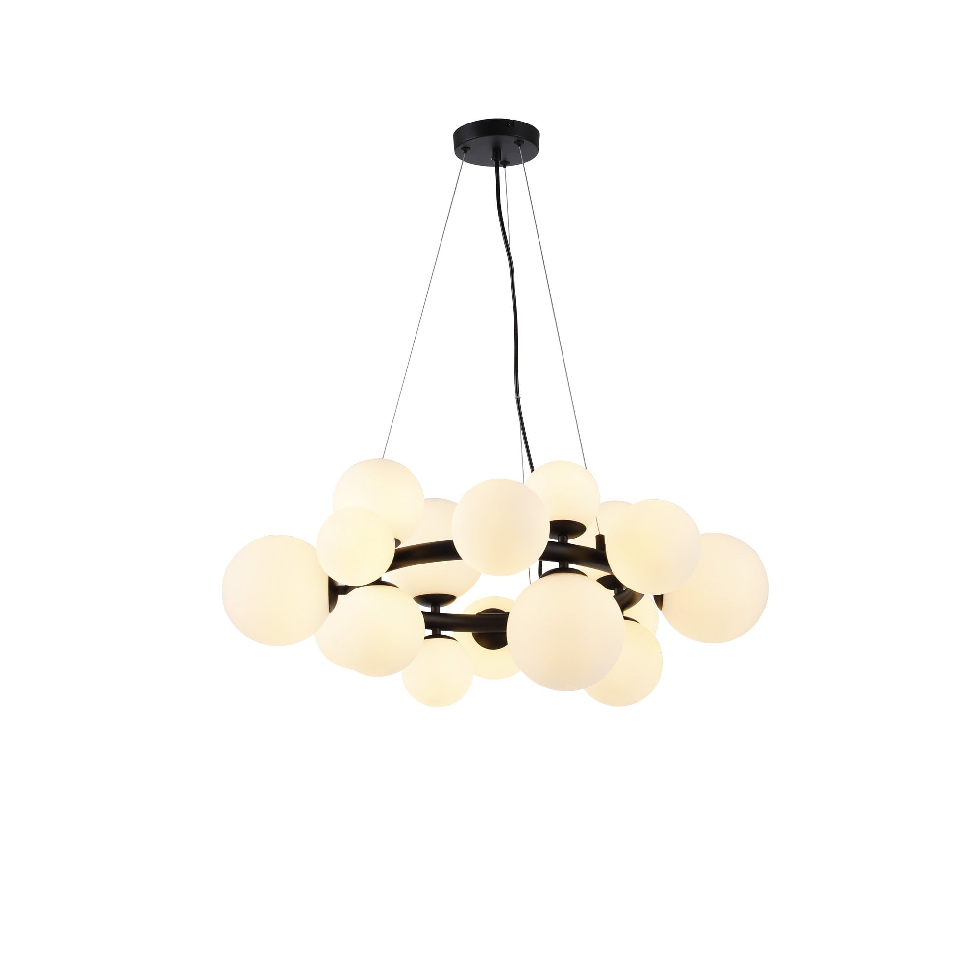 NL9041/OP9 Prague 16 Light Circular Pendant Satin Black Opal