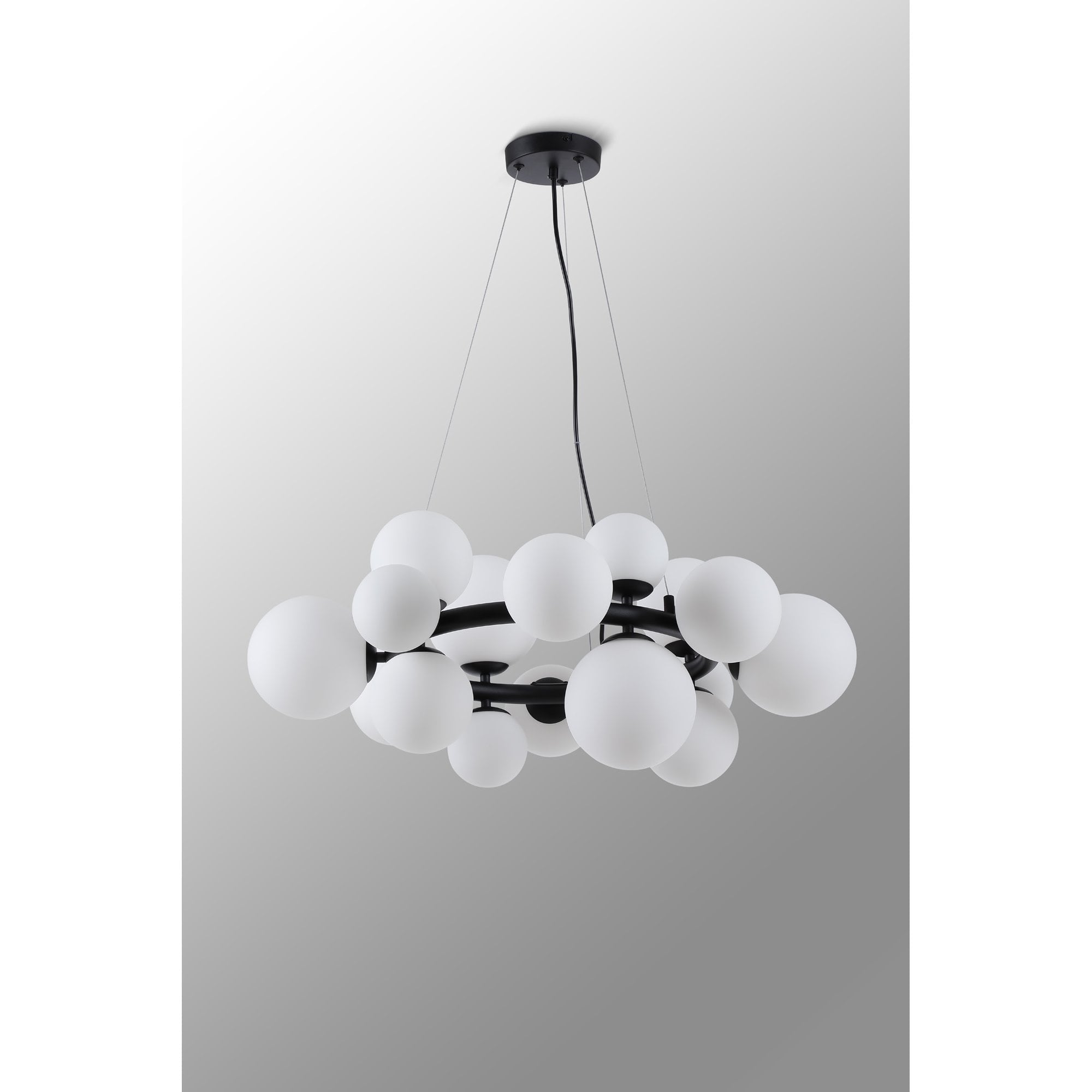 NL9041/OP9 Prague 16 Light Circular Pendant Satin Black Opal