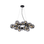 NL9041/SM9 Prague 16 Light Circular Pendant Satin Black Smoke Plated