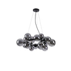 NL9041/SM9 Prague 16 Light Circular Pendant Satin Black Smoke Plated