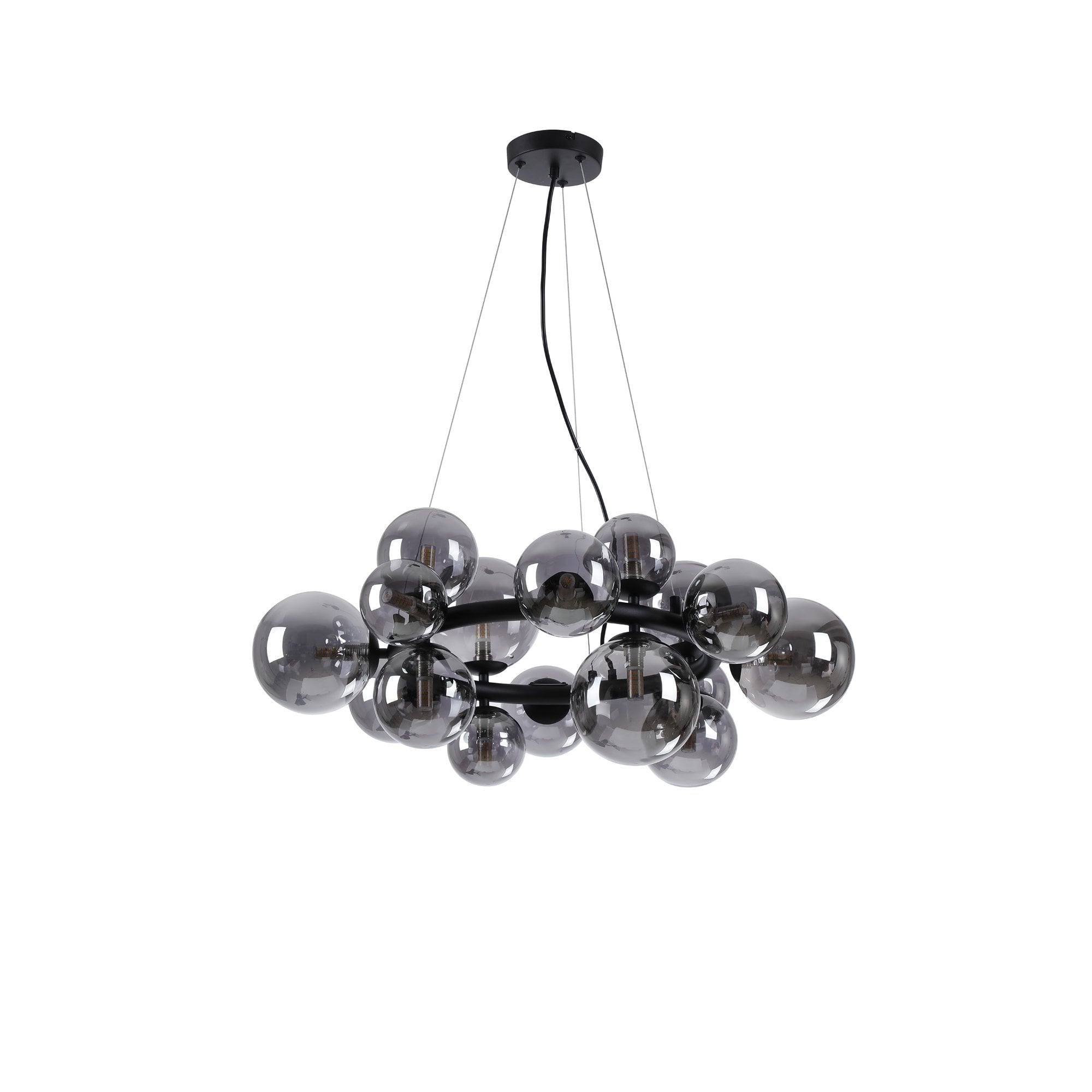 NL9041/SM9 Prague 16 Light Circular Pendant Satin Black Smoke Plated
