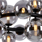 NL9041/SM9 Prague 16 Light Circular Pendant Satin Black Smoke Plated