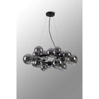 NL9041/SM9 Prague 16 Light Circular Pendant Satin Black Smoke Plated
