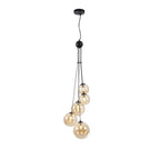 NL9042/AM9 Prague 5 Light Pendant Satin Black Amber Plated
