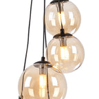 NL9042/AM9 Prague 5 Light Pendant Satin Black Amber Plated